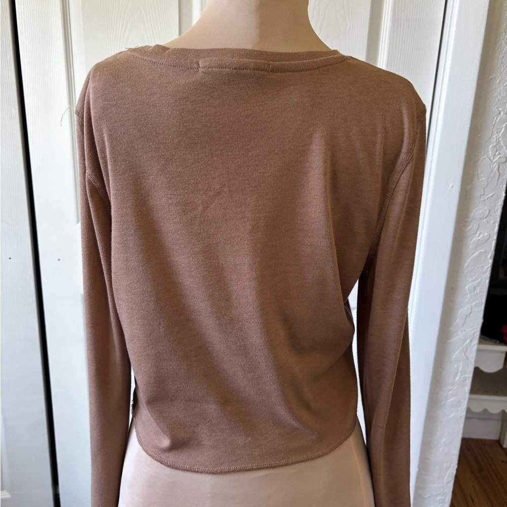Colorblock Long Sleeve Top XL Neutral Patchwork Fall Outfit - Picture 2 of 7